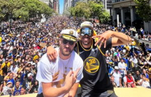 Torcedores param São Francisco para receber Golden State Warriors após conquista da NBA São Francisco para receber Golden State Warriors após conquista da NBA